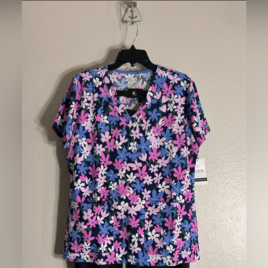 Floral Scrub Top Nurse Scrub